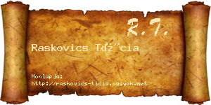 Raskovics Tícia névjegykártya