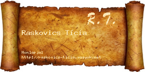 Raskovics Tícia névjegykártya